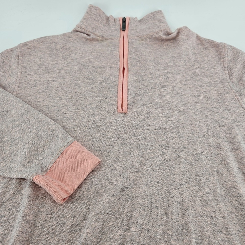 Bobby Jones 100% Pima Cotton 1/4 Zip Pullover Men's M Pink Gray Golf Sweater